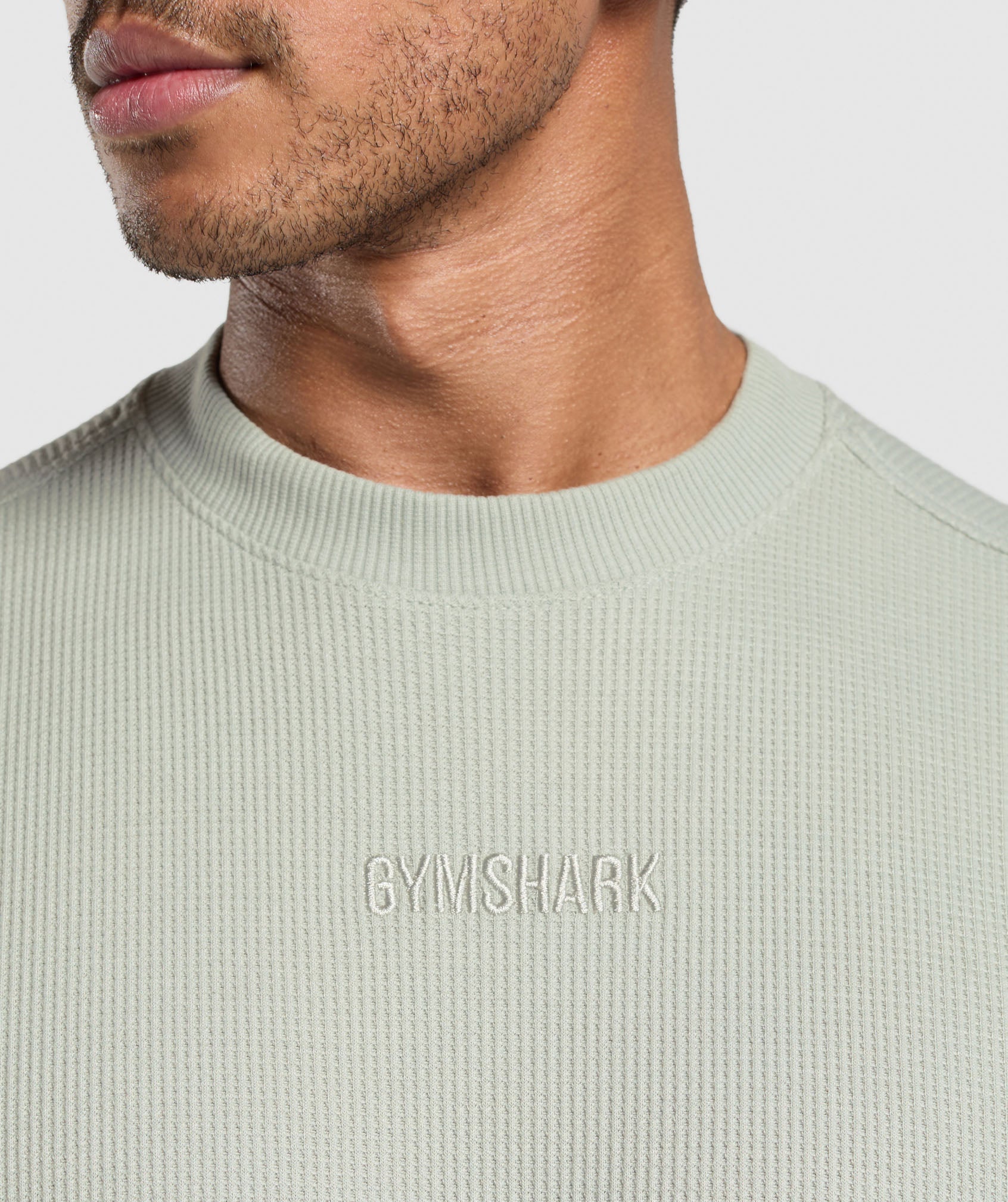 Gymshark Waffle Oversized T-Shirt Stone Grey