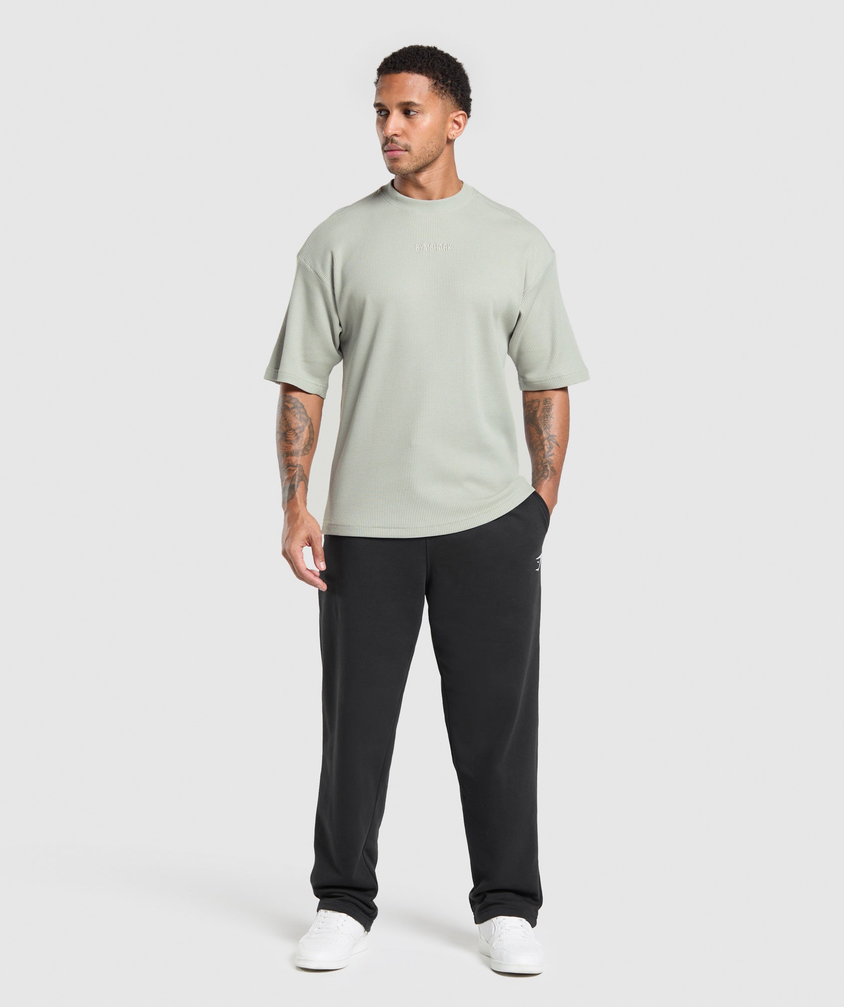 Gymshark Waffle Oversized T-Shirt Stone Grey