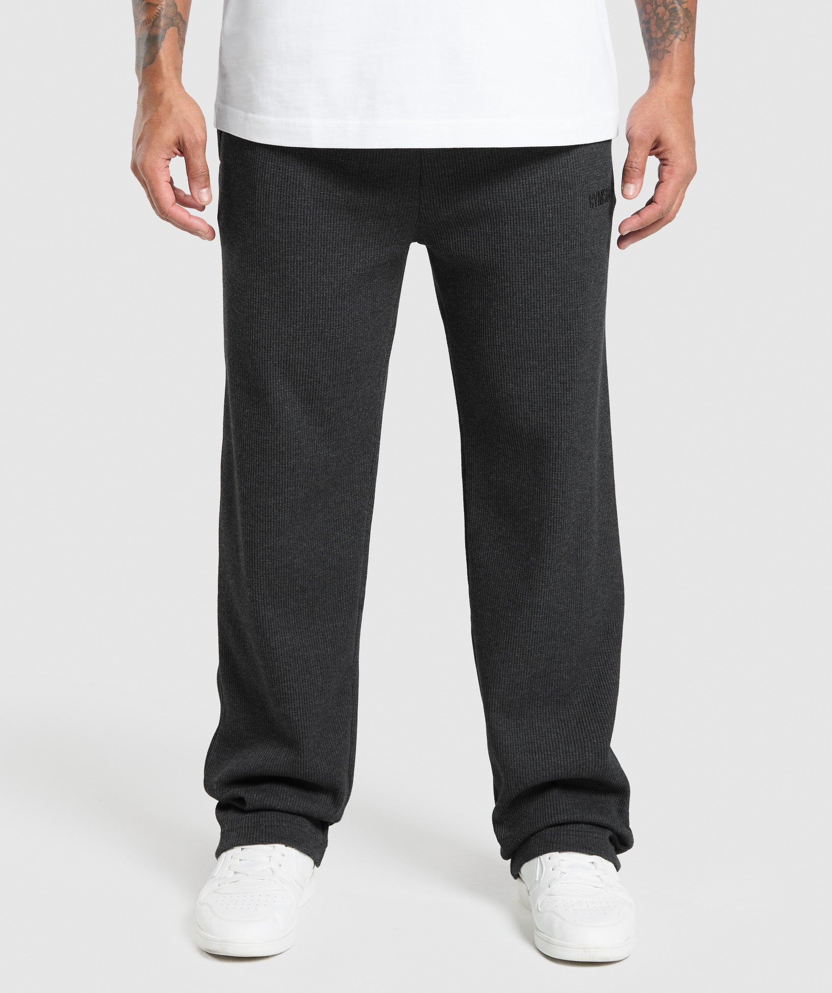Gymshark Waffle Straight Leg Joggers Black