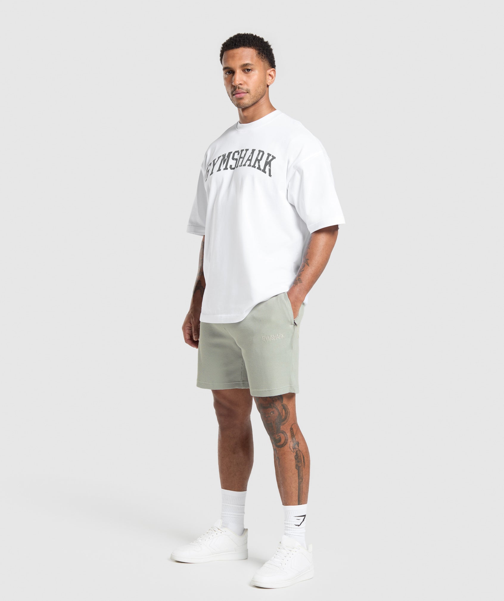 Gymshark Waffle Shorts Stone Grey