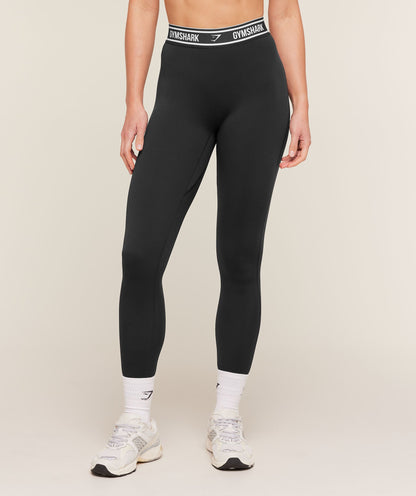 Women's Gymshark Waistband Logo Leggings Black