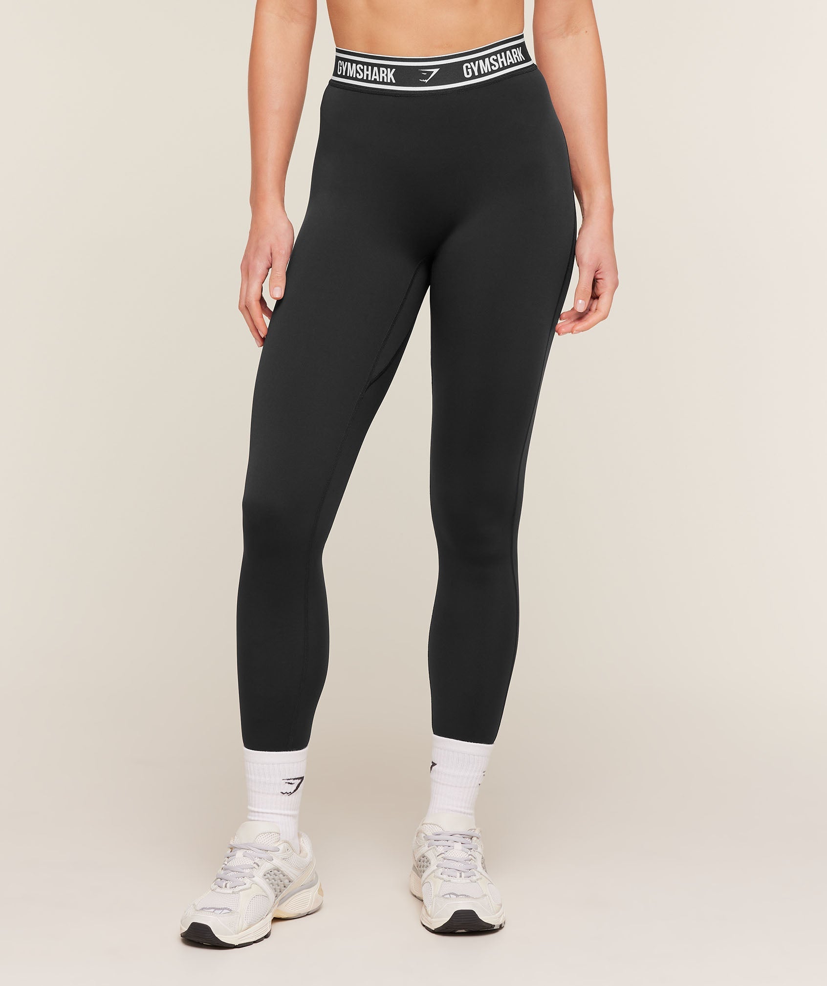 Women's Gymshark Waistband Logo Leggings Black