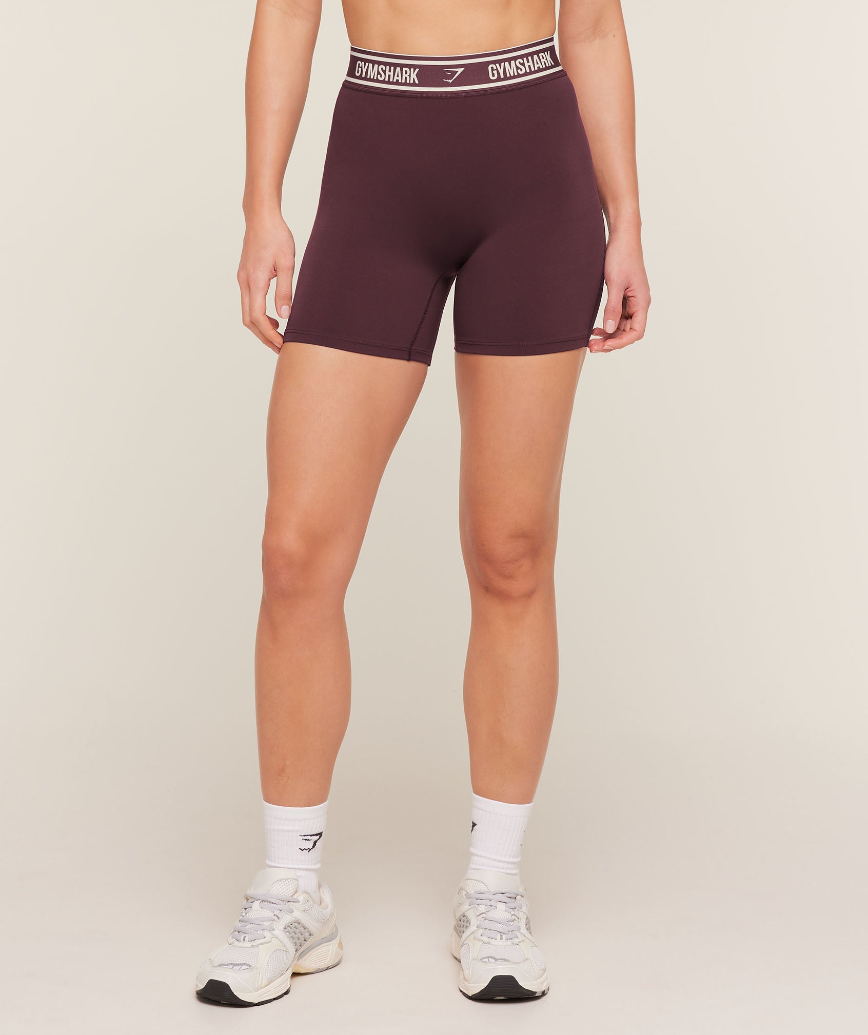 Women's Gymshark Waistband Logo Shorts Cherry Purple