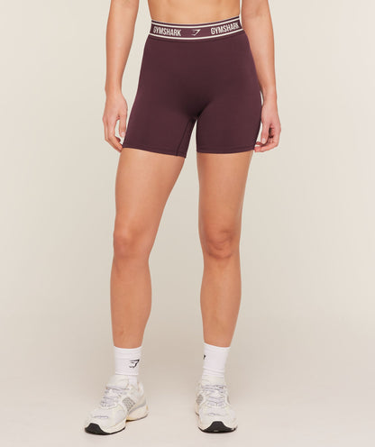 Women's Gymshark Waistband Logo Shorts Cherry Purple