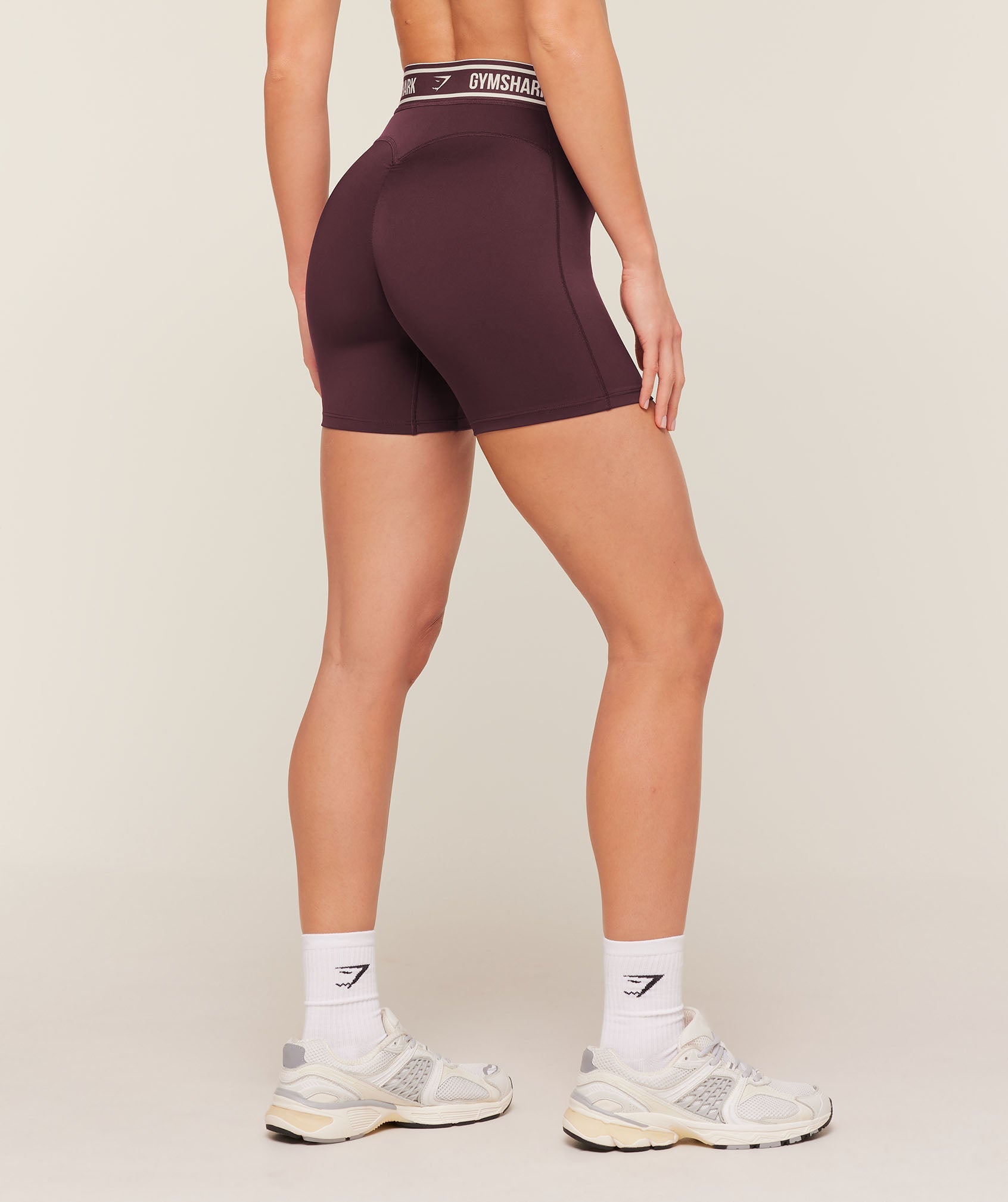 Women's Gymshark Waistband Logo Shorts Cherry Purple