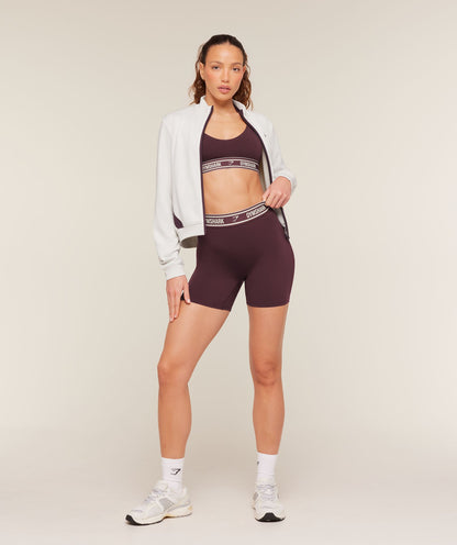 Women's Gymshark Waistband Logo Shorts Cherry Purple