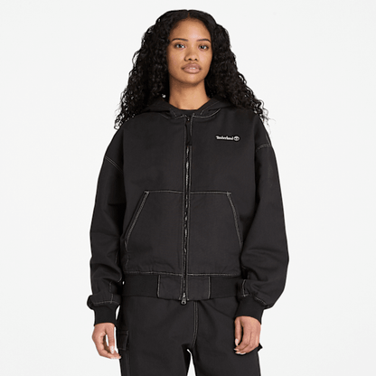Timberland Washed Duck Canvas Hooded Bomber Black