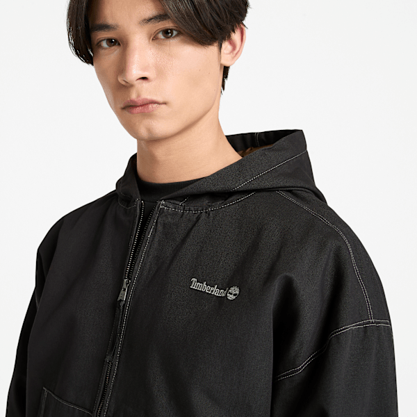 Timberland Washed Duck Canvas Hooded Bomber Black