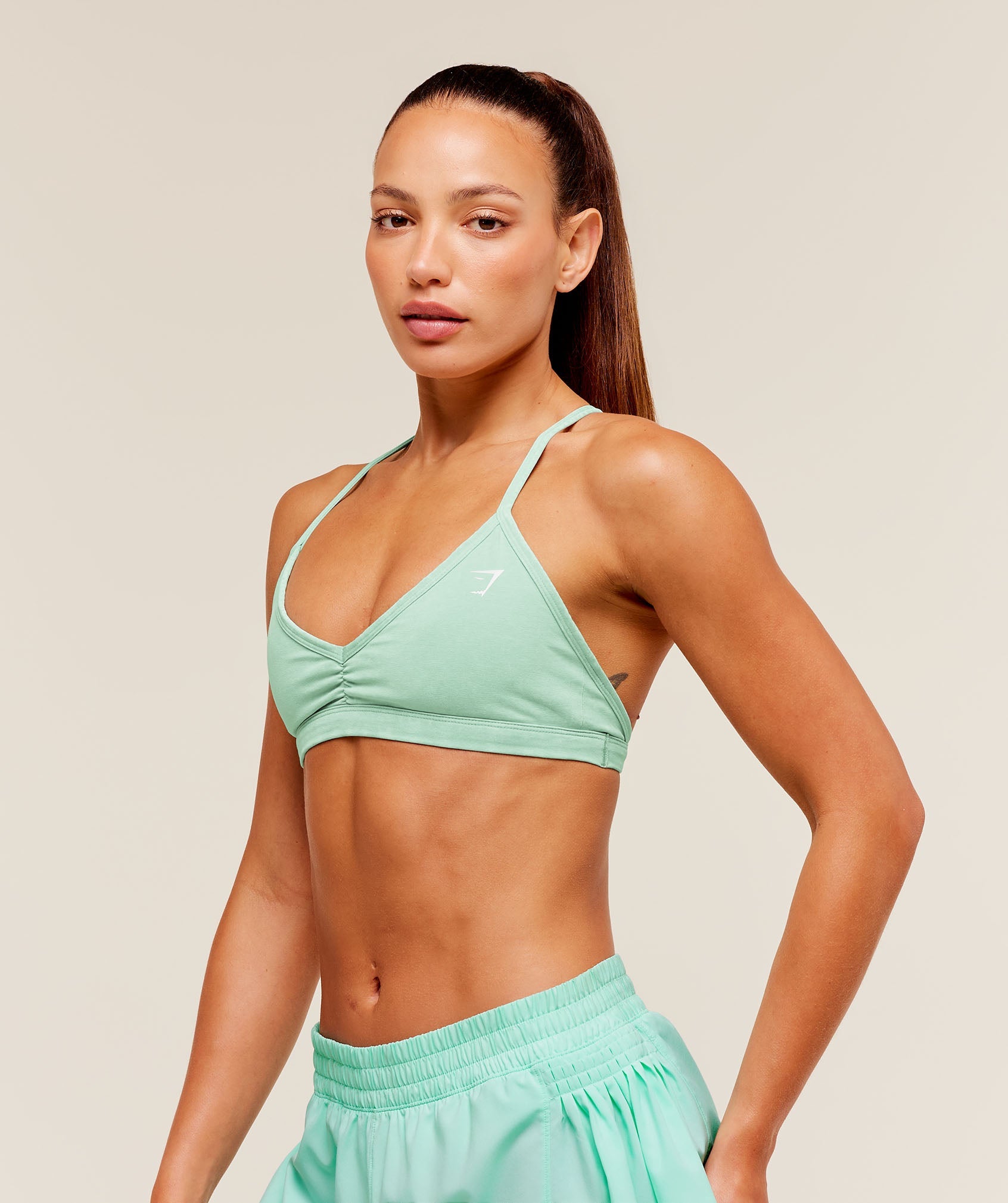 Women's Gymshark Washed Minimal Sports Bra Pop Turquoise