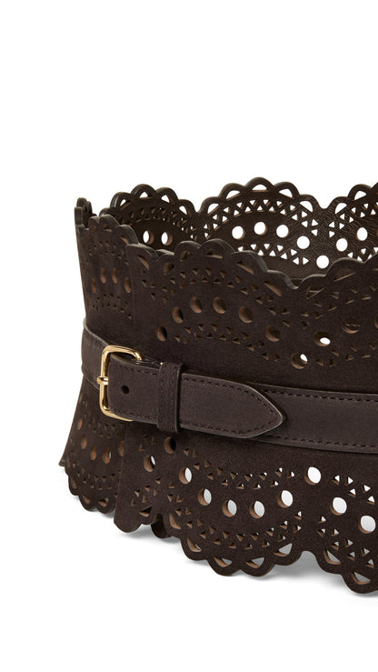 Alaïa Bustier Belt In Perforated Vienne Nubuck