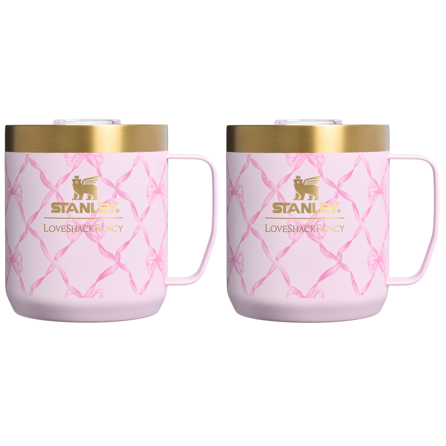 Stanley 1913 x LoveShackFancy Holiday Everyday Camp Mug Set | 12 OZ Baby Bow Pink Peppermint Baby Bow Pink Peppermint