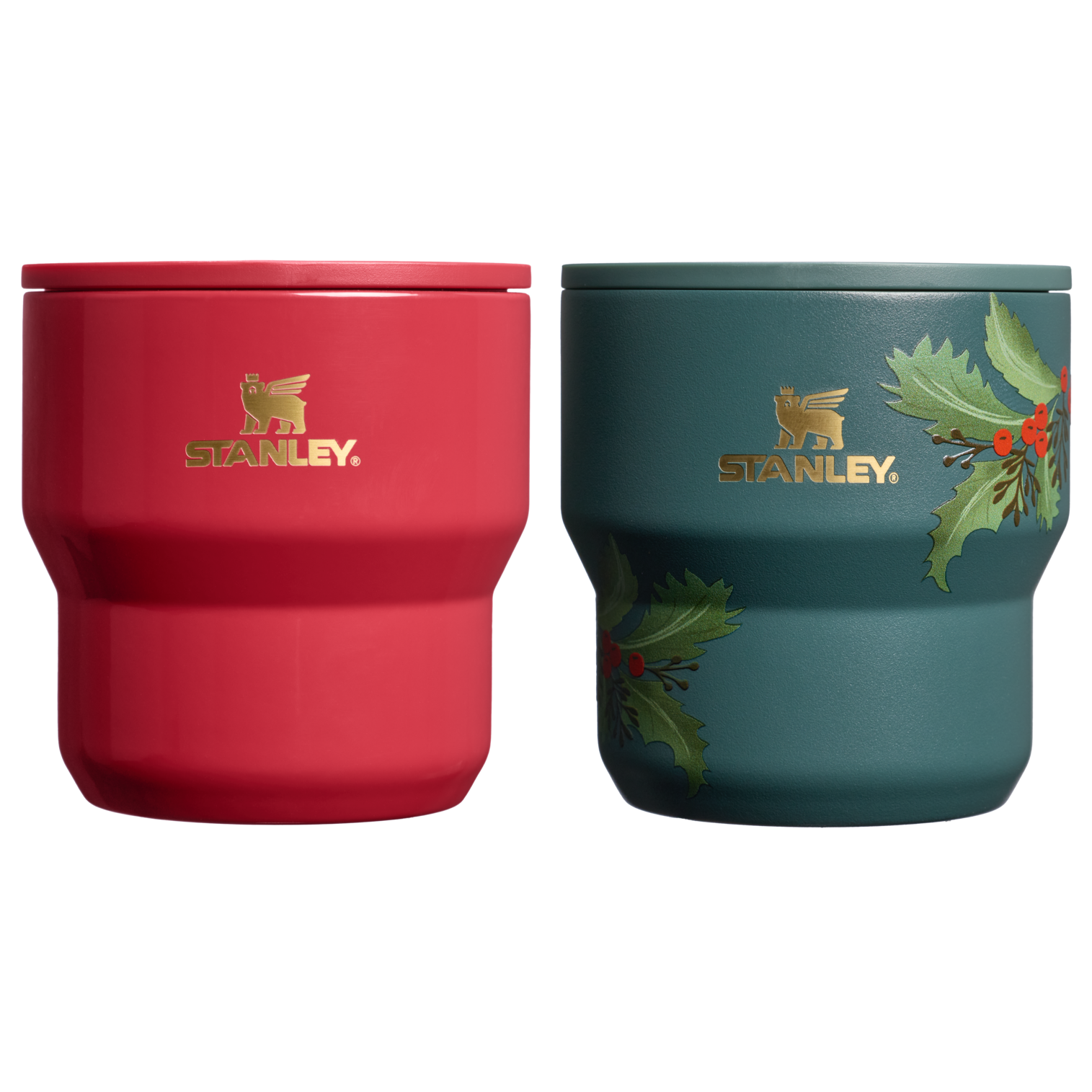 Stanley The Cheers & Cheer Stay-Hot Stacking Cup 2-Piece Set | 10 OZ Holly Berry Gloss/Holiday Botanical Holly Berry Gloss/Holiday Botanical