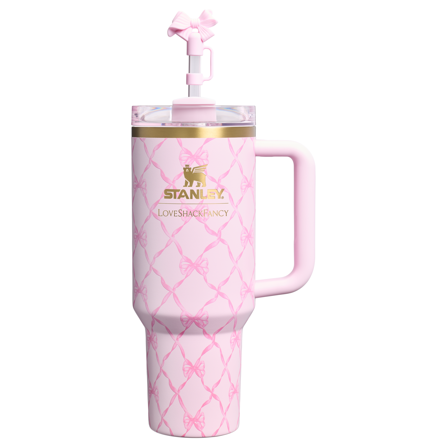 Stanley 1913 x LoveShackFancy Holiday Quencher H2.0 Flowstate Tumbler | 40 OZ Baby Bow Pink Peppermint Baby Bow Pink Peppermint