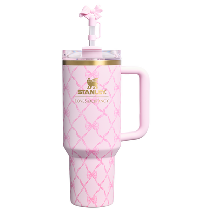 Stanley 1913 x LoveShackFancy Holiday Quencher H2.0 Flowstate Tumbler | 40 OZ Baby Bow Pink Peppermint Baby Bow Pink Peppermint
