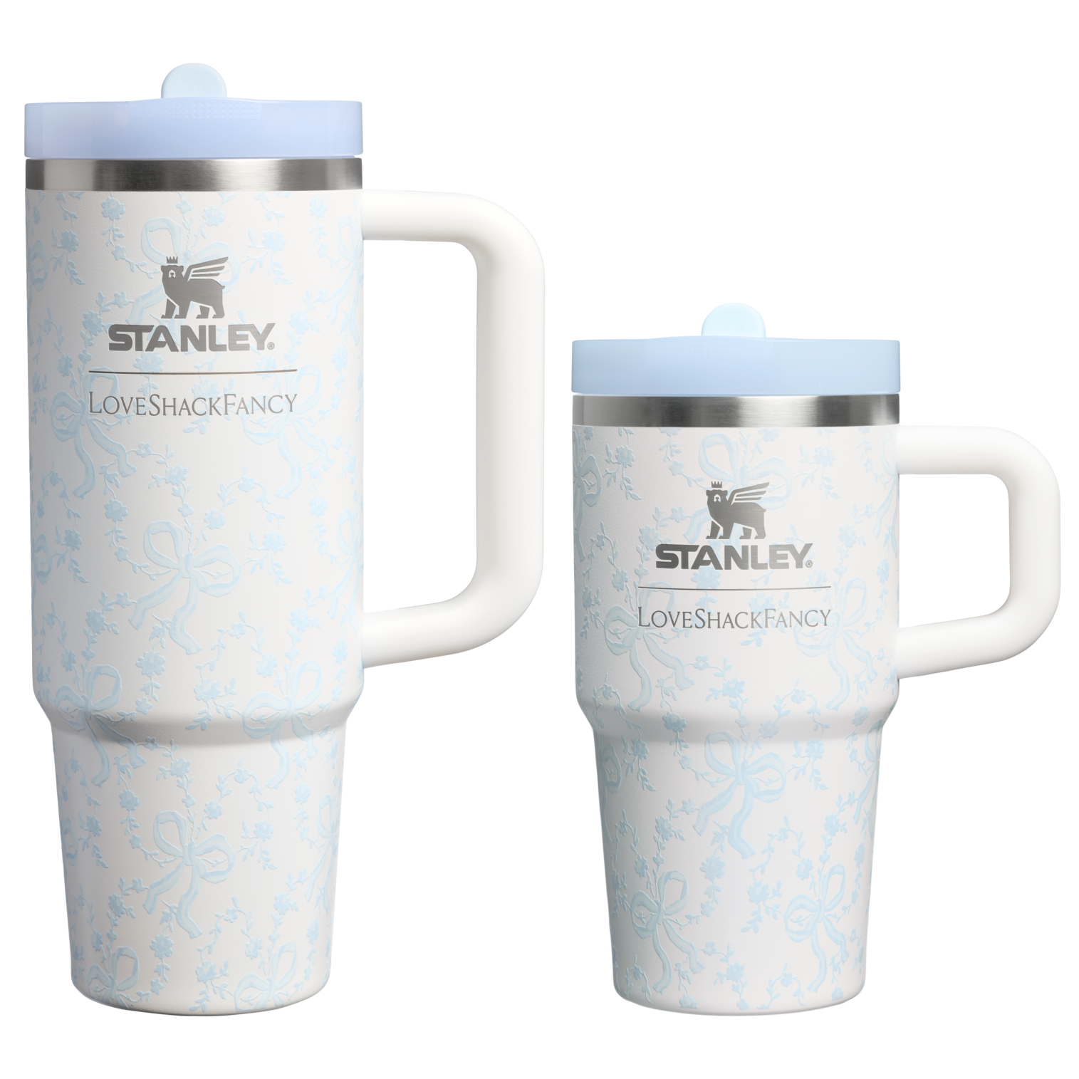 Stanley 1913 x LoveShackFancy Holiday The Quencher Details ProTour Tumbler Set | 2-pack Coquette Bow Winter Ice Coquette Bow Winter Ice