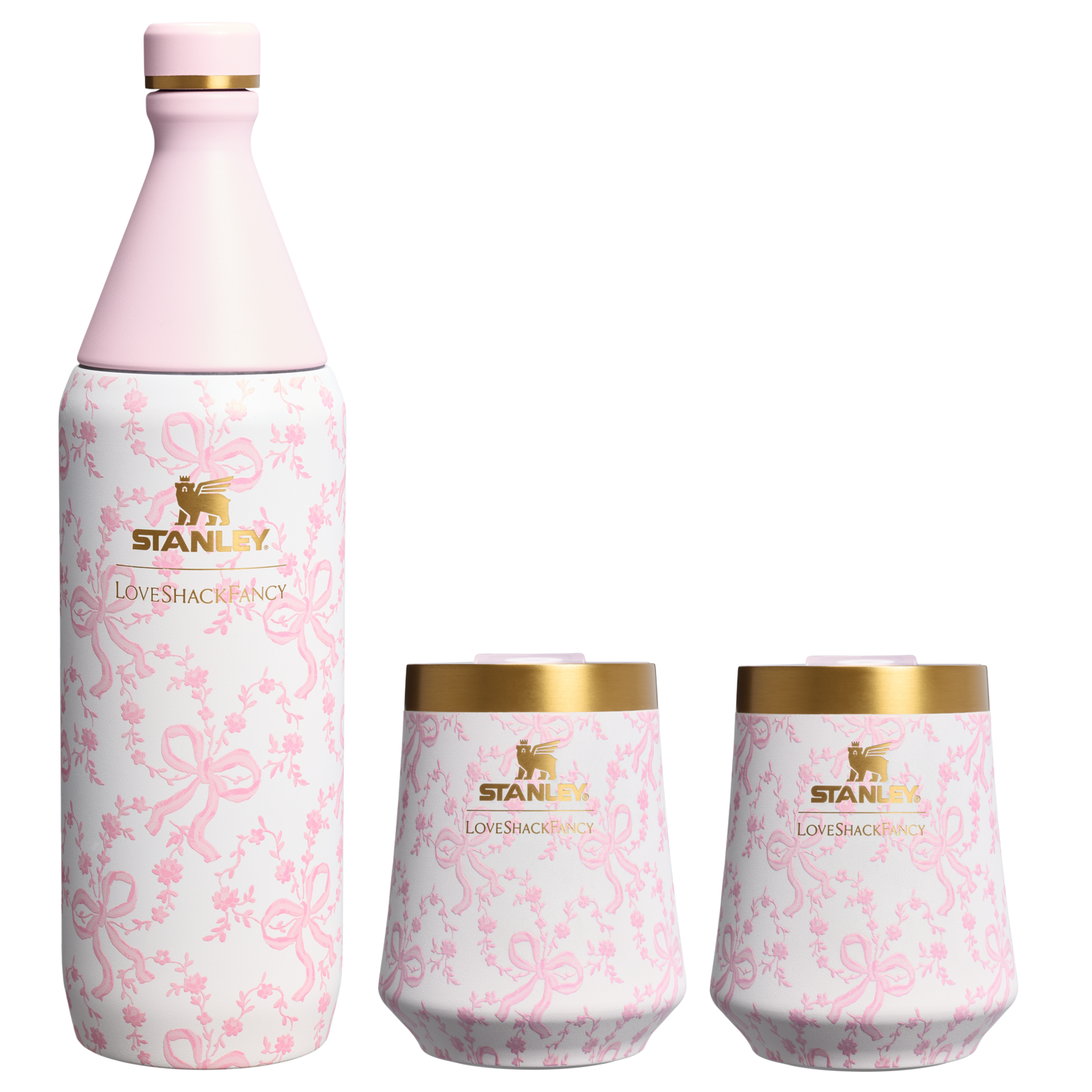 Stanley 1913 x LoveShackFancy Holiday Reserve All Day Wine Set | 34 OZ | 11 OZ Coquette Bow Chantilly Coquette Bow Chantilly