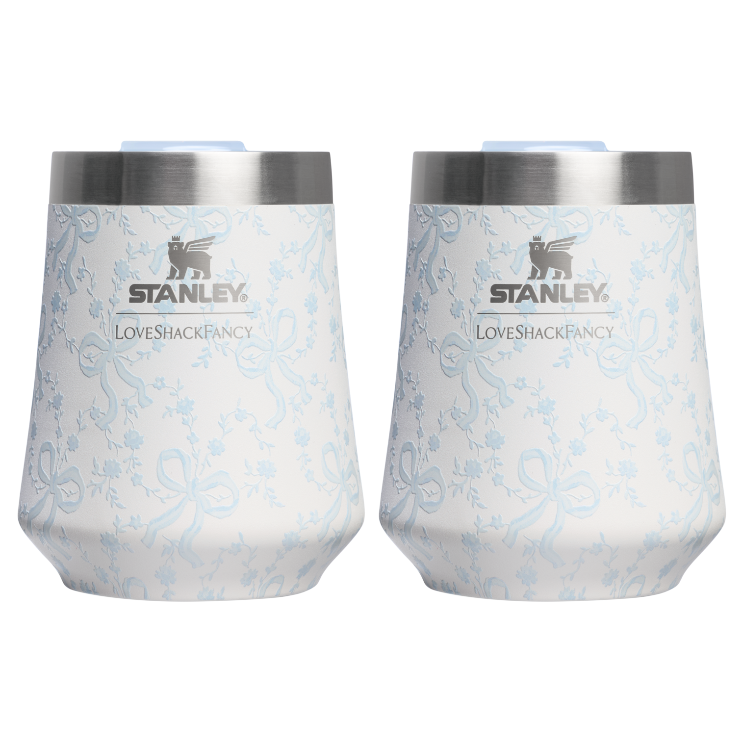 Stanley 1913 x LoveShackFancy Holiday The Reserve Wine Tumbler Set | 11 OZ (2-pack) Coquette Bow Winter Ice Coquette Bow Winter Ice