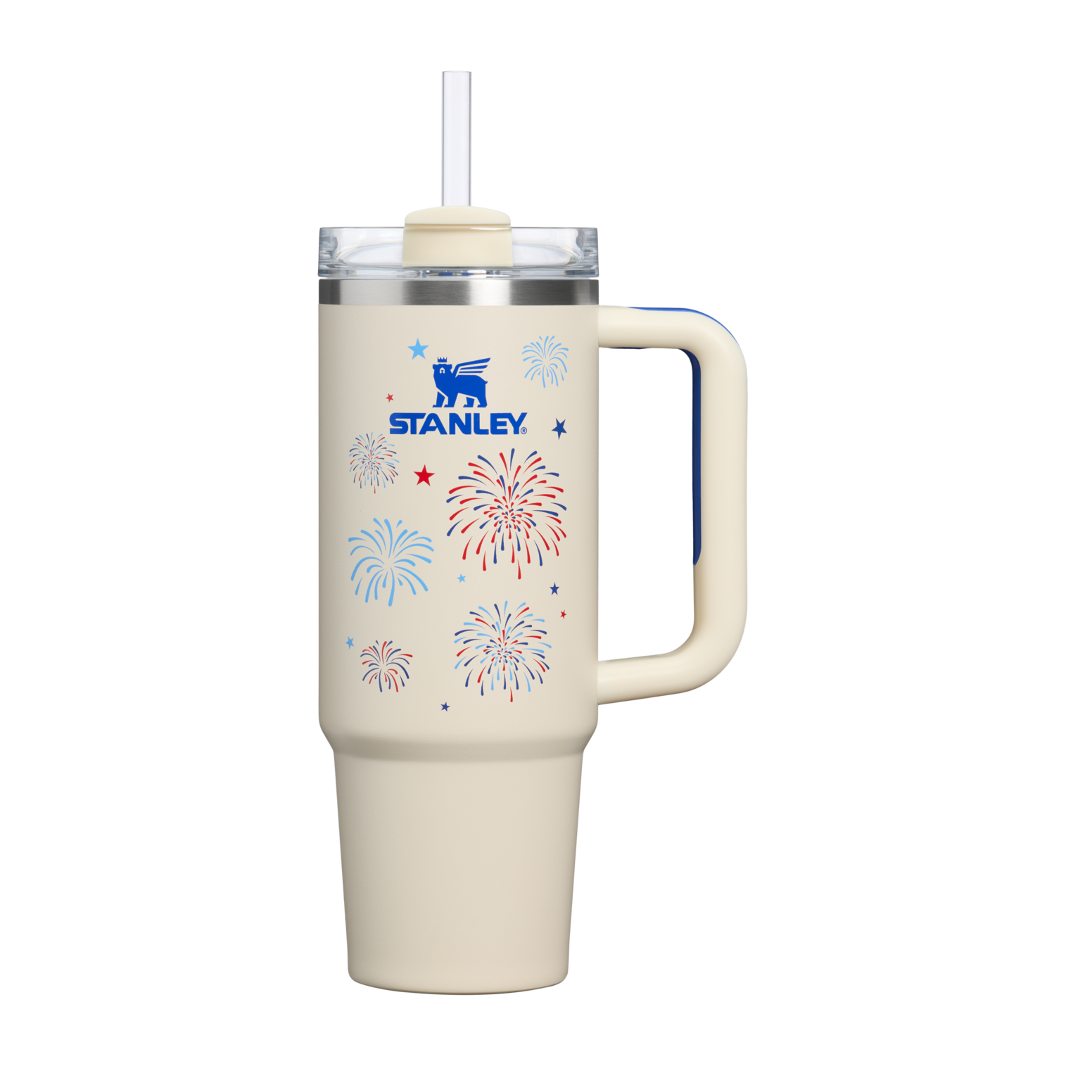 Stanley The Quencher H2.0 Flowstate Tumbler | 30 OZ Cream Royal Fireworks Cream Royal Fireworks