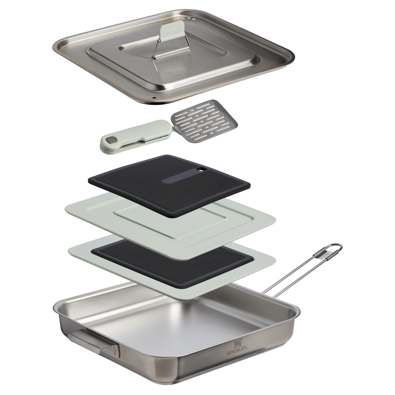 The Wildfare Pro Square Pan Cookset 5-piece set Pale Pebble + Stone Pale Pebble + Stone