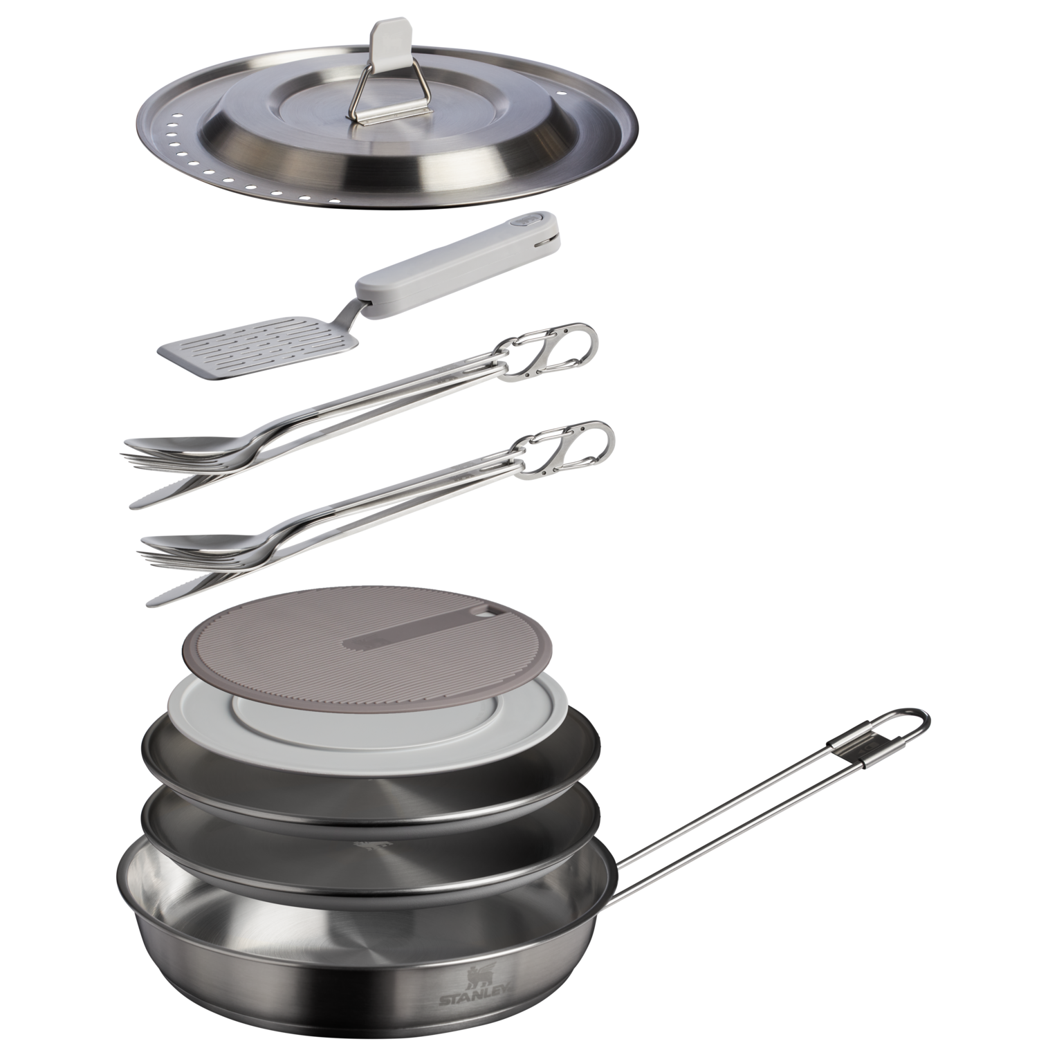 Stanley The Wildfare Pro Fry Pan Cookset 15-piece set | 1.1 QT Pale Pebble + Stone Pale Pebble + Stone