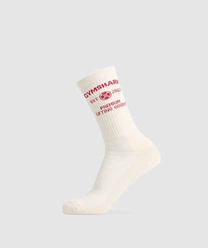 Gymshark Weight Plate Crew Socks Single Oat White