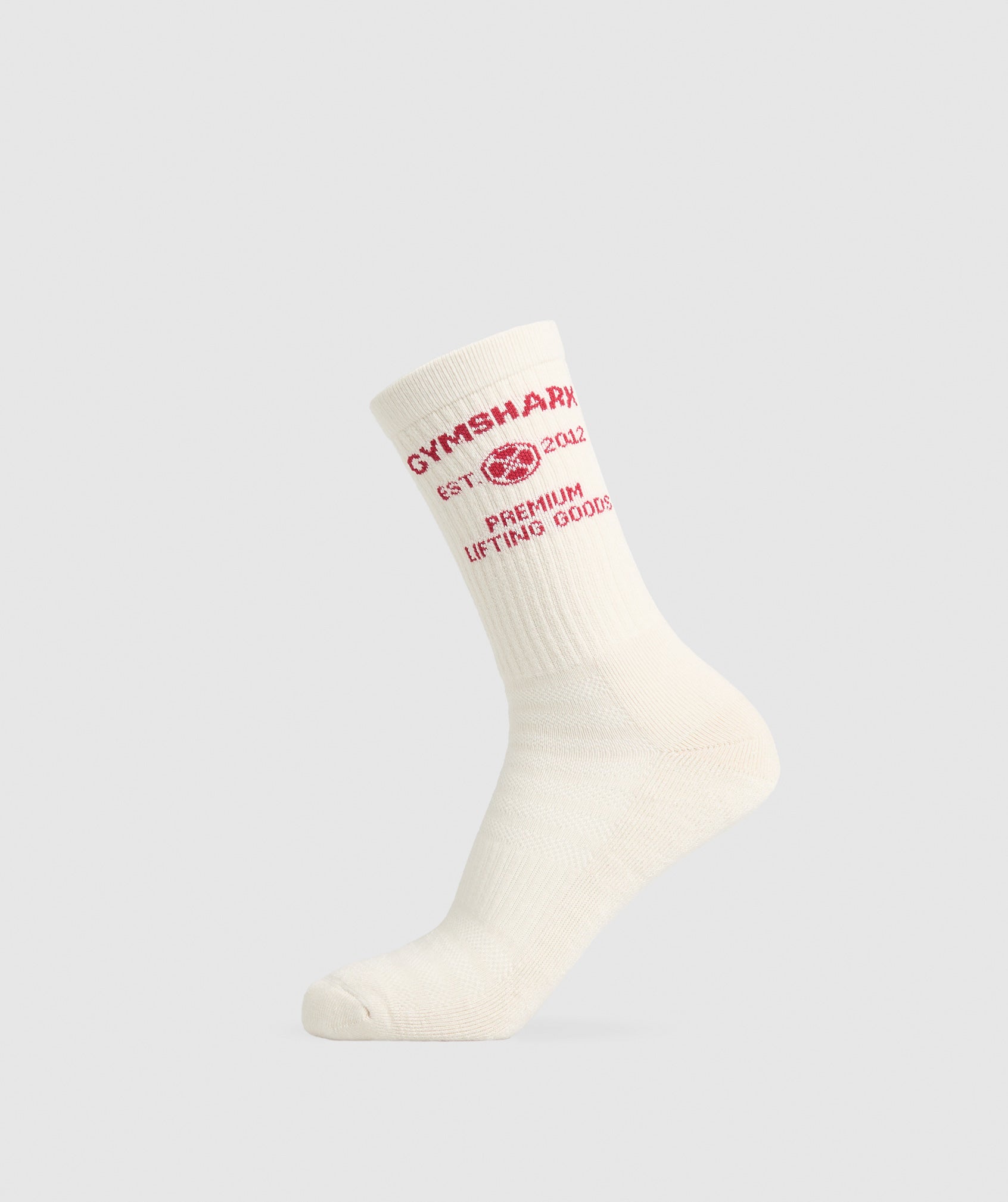 Women's Gymshark Weight Plate Crew Socks Single Oat White