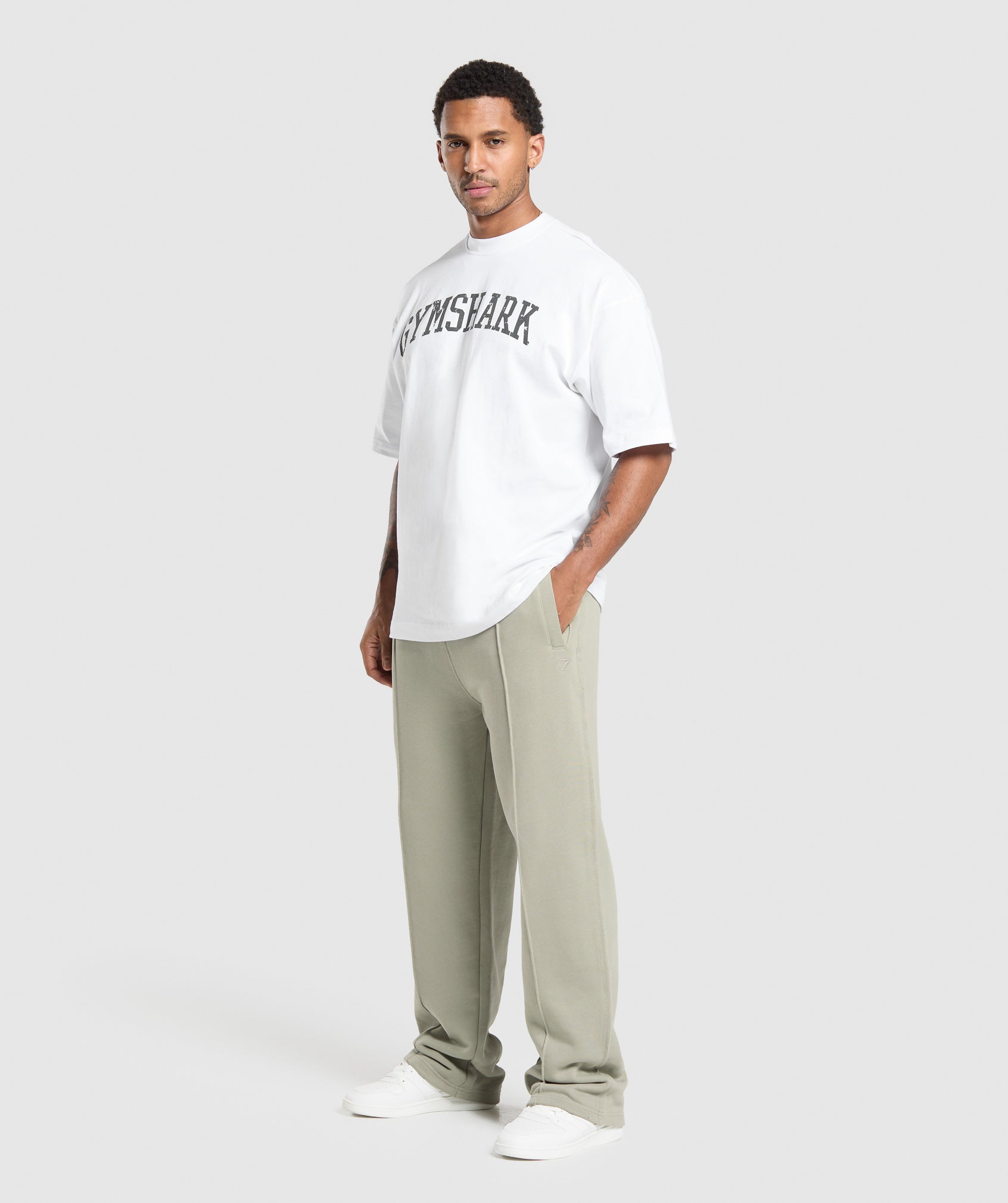 Gymshark Wide Leg Pants Chalk Green
