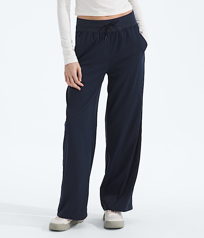 The North Face Women Aphrodite Arise Wide Leg Pants Summit Navy TNF Black