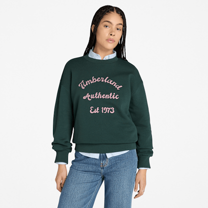 Timberland Brushed Back Crewneck Sweatshirt Dark Forest Green Women'S