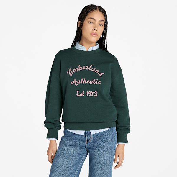 Timberland Brushed Back Crewneck Sweatshirt Dark Forest Green Women'S