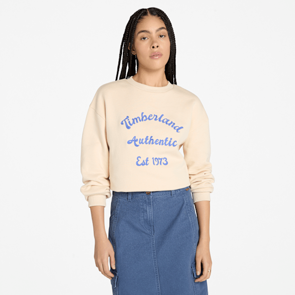 Timberland Brushed Back Crewneck Sweatshirt Light Beige Women'S