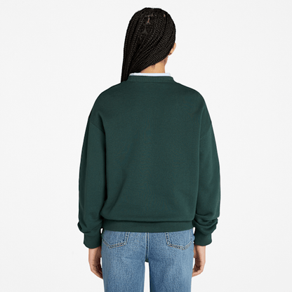 Timberland Brushed Back Crewneck Sweatshirt Dark Forest Green Women'S