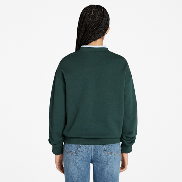 Timberland Brushed Back Crewneck Sweatshirt Dark Forest Green Women'S