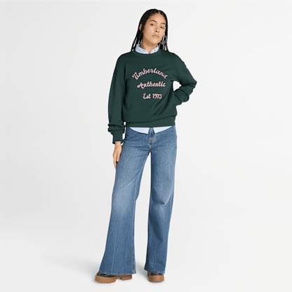Timberland Brushed Back Crewneck Sweatshirt Dark Forest Green Women'S