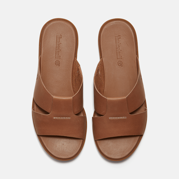 Timberland Calista Bay Slide Sandal Brown Full-Grain Women'S