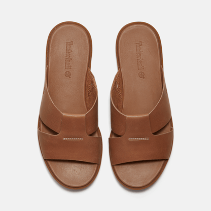 Timberland Calista Bay Slide Sandal Brown Full-Grain Women'S