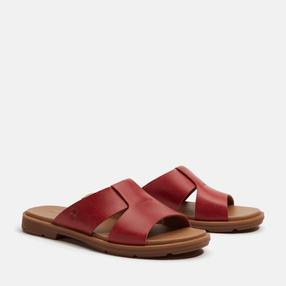 Timberland Calista Bay Slide Sandal Red Full-Grain Women'S