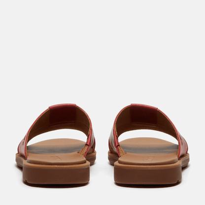 Timberland Calista Bay Slide Sandal Red Full-Grain Women'S