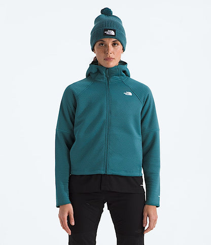 The North Face Women DOTKNIT Thermal Full-Zip Hoodie Space TNF Black White Dune