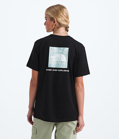 The North Face Women Evolution Box NSE Fill Short-Sleeve TeeGraphic TNF Black White Dune Space