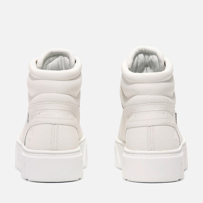 Timberland Women'S Laurel Court High Top Lace-Up Sneaker White Full-Grain