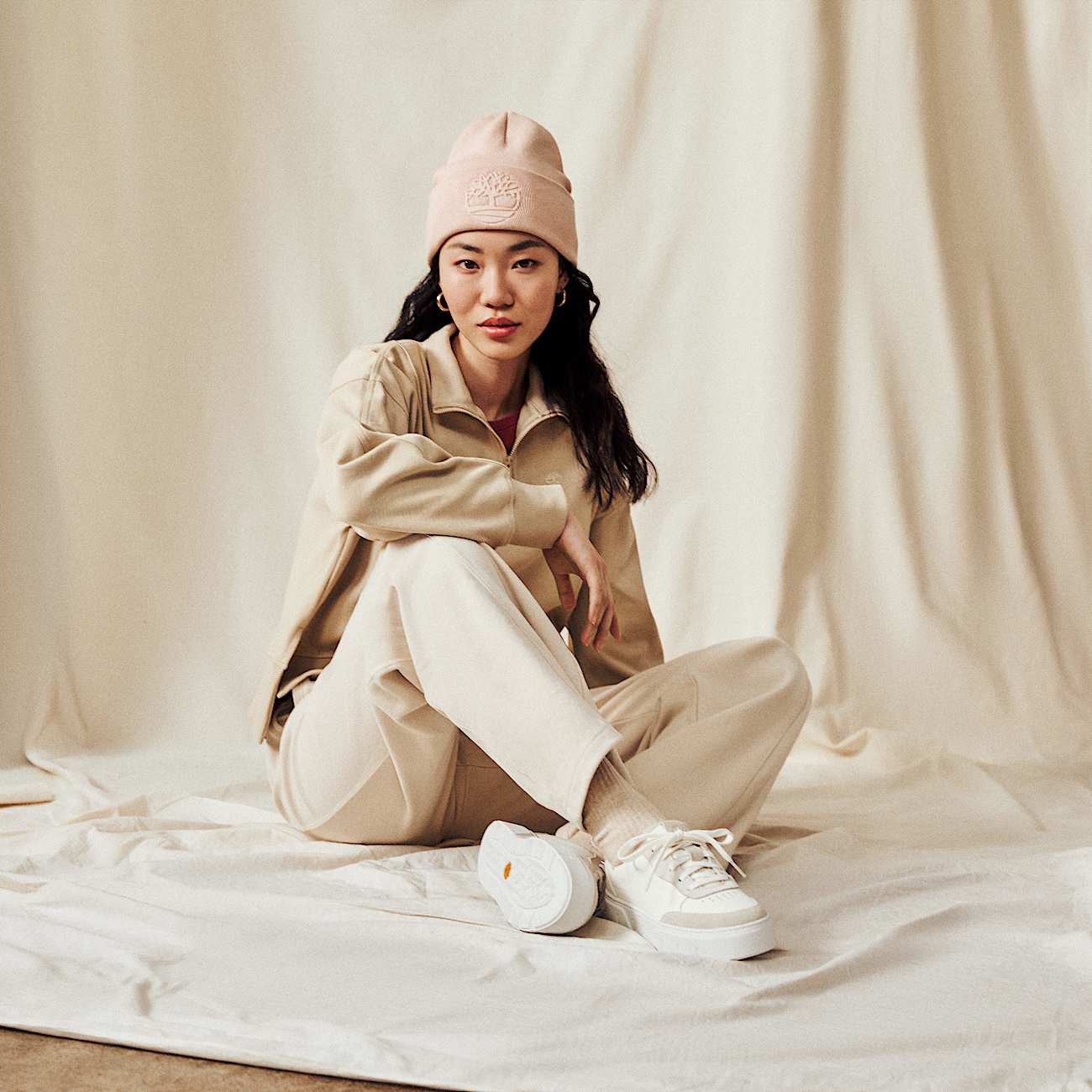 Timberland Women'S Laurel Court Suede Accent Lace-Up Sneaker Natural Leather