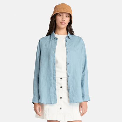 Timberland Linen Shirt Steel Grey Women'S