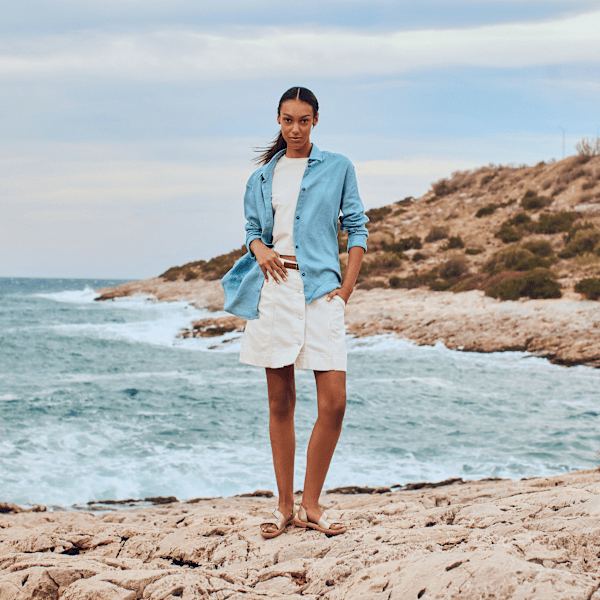 Timberland Linen Shirt Steel Grey Women'S