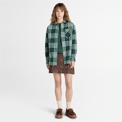 Timberland Midweight Flannel Pocket Shirt Dark Forest Green Women'S