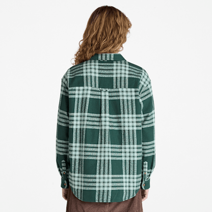 Timberland Midweight Flannel Pocket Shirt Dark Forest Green Women'S
