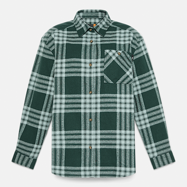 Timberland Midweight Flannel Pocket Shirt Dark Forest Green Women'S