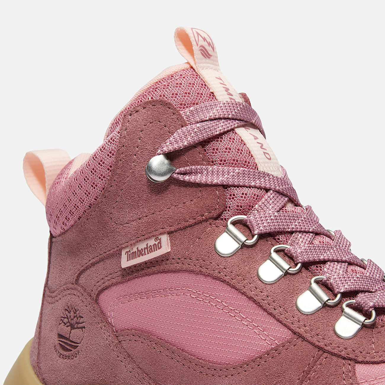 Timberland Women'S Mt. Maddsen Peak Waterproof Hiking Boot Medium Pink Suede