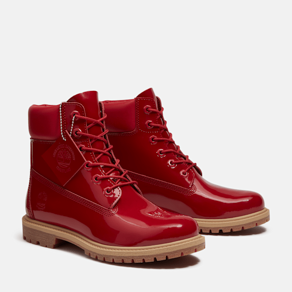 Timberland Patent Leather Premium 6-Inch Waterproof Boot Red Patent Leather Women'S