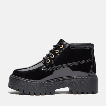 Timberland Patent Leather Stone Street Platform Chukka Black Patent Leather Women'S